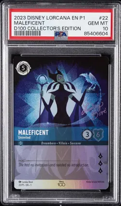 2023 DISNEY LORCANA EN P1-PROMO #22 MALEFICENT - UNINVITED PSA 10 - Image 1