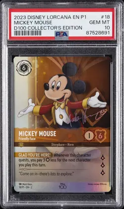 2023 DISNEY LORCANA EN P1-PROMO #18 MICKEY MOUSE - FRIENDLY FACE PSA 10 - Image 1