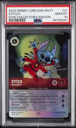 2023 DISNEY LORCANA EN P1-PROMO #21 STITCH - ABOMINATION PSA 10 - Image 1