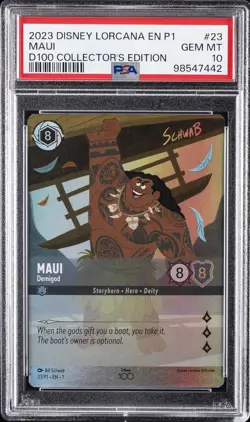 2023 DISNEY LORCANA EN P1-PROMO #23 MAUI - DEMIGOD PSA 10 - Image 1