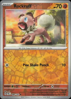 Pokemon - Rockruff #089/162 - SV05: Temporal Forces Reverse Holo - Image 1