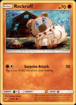 Pokemon - Rockruff #75/131 - SM - Forbidden Light Common - Image 1
