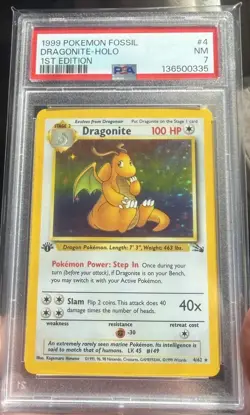 Pokemon 1st edition Fossil Dragonite Holo 4/62 PSA 7 - Image 3