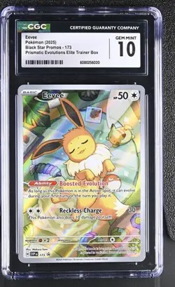 Pokemon Eevee 173 Black Star Promo 2025 Prismatic Evolutions ETB CGC 10 Gem Mint - Image 1