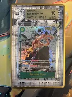 BGS 10 PRISTINE One Piece Wings of Captain Manga Art Foil Roronoa Zoro #OP06-118 - Image 1