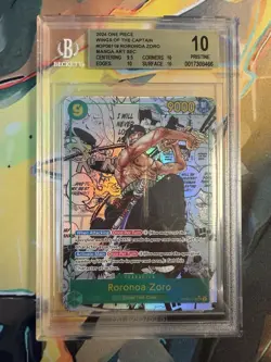BGS 10 PRISTINE One Piece Wings of Captain Manga Art Foil Roronoa Zoro #OP06-118 - Image 2