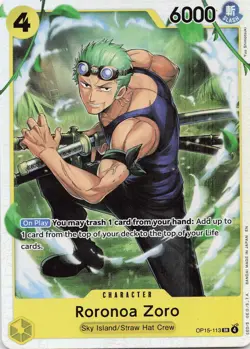 ONE PIECE Roronoa Zoro #OP15-113 Foil Adventure on Kami's Island NM - Image 1