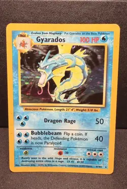Pokemon Gyarados TCG Base Set Holo Card 6/102 Unlimited Rare HP Creased Vintage - Image 1