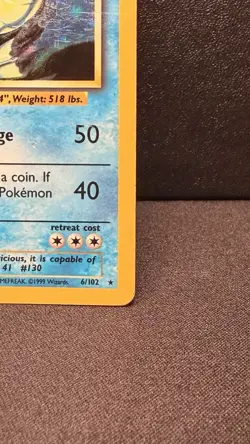 Pokemon Gyarados TCG Base Set Holo Card 6/102 Unlimited Rare HP Creased Vintage - Image 4