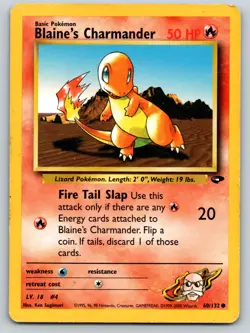 Blaine's Charmander 60/132 Common Gym Challenge Pokemon Unlimited Heavily Played - Image 1