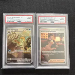 Pokemon 151 English - Giovanni’s Charisma 204/165 & Omanyte 180/165 PSA 8 - Image 1