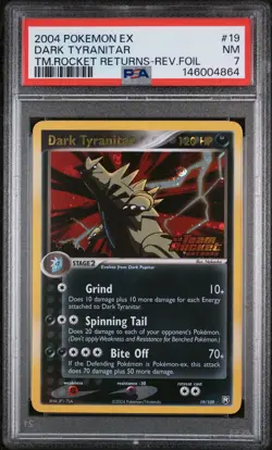 2004 POKEMON EX TEAM ROCKET RETURNS #19 DARK TYRANITAR-REVERSE FOIL PSA 7 - Image 1