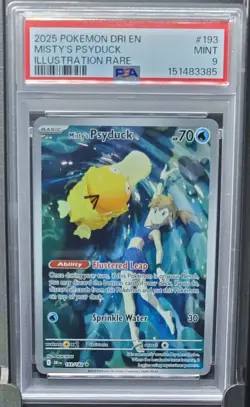 PSA 9 Misty's Psyduck 193/182 Destined Rivals Illustration Rare Holo Pokemon - Image 1