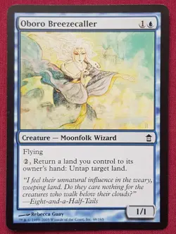Magic The Gathering SAVIORS OF KAMIGAWA OBORO BREEZECALLER blue card MTG - Image 1