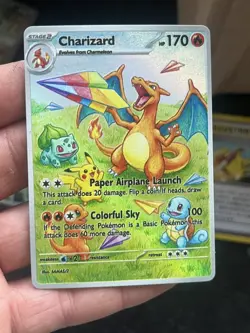 Charizard Pikachu Charmander Squirtle Holo Fan Art Heroes Custom Card /151 - Image 1