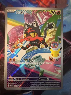 Pokemon TCG Litten 044 MEP Black Star Promo Holo 30th Anniversary NM Raw - Image 1