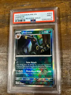 POKEMON 2025 Prismatic Evolutions UMBREON Poke Ball Holo #059 PSA 9 Mint RARE - Image 1