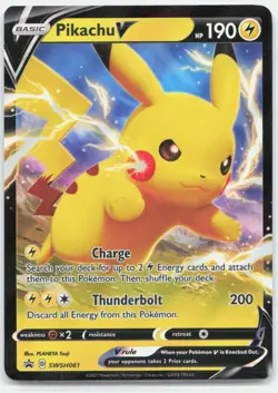 Pikachu V SWSH061 Holo Promo Sword & Shield Promo Pokemon Holo Near Mint - Image 1