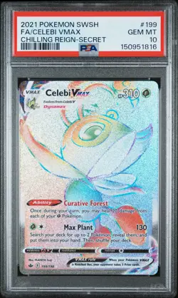 2021 POKEMON SWORD & SHIELD CHILLING REIGN SECRET FULL ART/CELEBI VMAX PSA 10 - Image 1