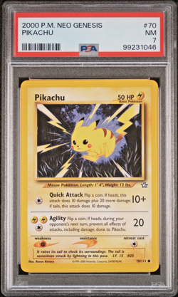 2000 Pokemon Neo Genesis #70 PIKACHU PSA 7 NM! - Image 1