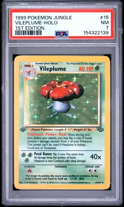1999 POKEMON JUNGLE 1ST EDITION #15 VILEPLUME-HOLO PSA 7 - Image 1