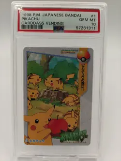 1998 POKEMON JAPANESE BANDAI CARDDASS VENDING #1 PIKACHU CARDDASS VENDING PSA 10 - Image 1