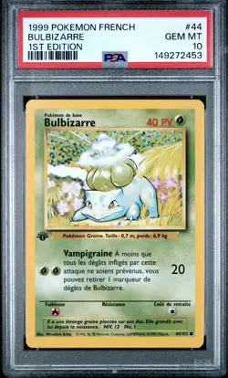Carte Pokemon Bulbizarre 44/102 Set de base Edition 1 PSA 10 GEM MINT 🔥 - Image 2