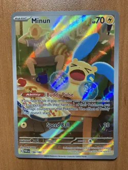 Pokemon Tcg Card Minun 194/182 Paradox Rift Scarlet Violet IR NM Fast Shipping - Image 1