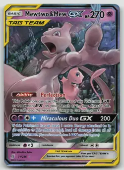 The Pokemon Company Mewtwo & Mew GX 71/236 Ultra Rare Holo Damaged - Image 1