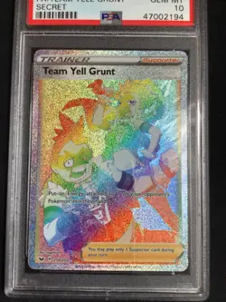 Pokemon Cards: Sword & Shield Rainbow Rare: Team Yell Grunt 210/202: PSA 10 - Image 2