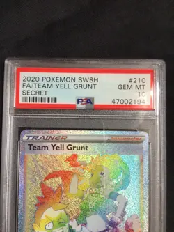 Pokemon Cards: Sword & Shield Rainbow Rare: Team Yell Grunt 210/202: PSA 10 - Image 3