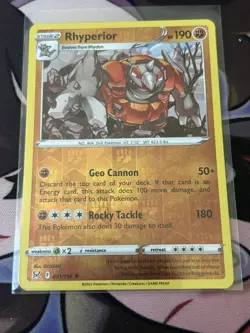 Rhyperior 091/196 Reverse Holo Lost Origin Pokemon Card NM - Image 1