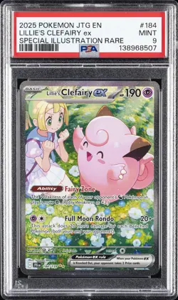 2025 POKEMON JTG EN-JOURNEY TOGETHER #184 LILLIE'S CLEFAIRY EX PSA 9 - Image 1