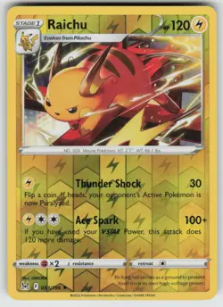 Raichu 053/196 Rare Lost Origin Pokemon Reverse Holo Near Mint - Image 1