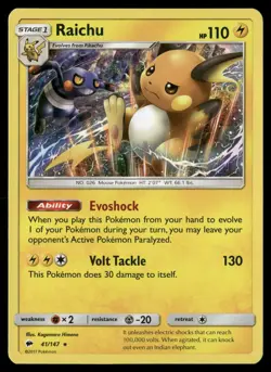 Raichu 41/147 Holo Rare Burning Shadows Pokemon Holo Near Mint - Image 1