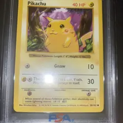 ⚡1999 Pokemon Base Set, Pikachu, Red Cheeks Error, Shadowless, 58/102, PSA 9⚡ - Image 4