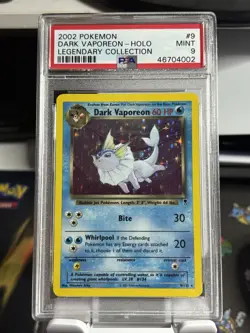 2002 Pokemon Legendary Collection Dark Vaporeon #9 Holo PSA 9 MINT - Image 1