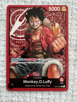 Monkey D Luffy Leader ST01-001 Non-Foil Straw Hat Crew One Piece TCG NM - Image 1