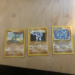 Pokemon Cards - Machop 52 Machoke 34 Machamp 8/102 1st Ed LP Base Set 1999 WOTC - Image 1