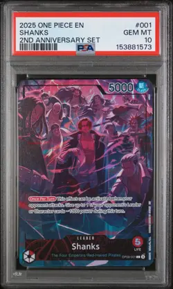 2025 One Piece OP09 Shanks 001 Alt Art Leader 2nd Anniversary PSA 10 Gem Mint - Image 1