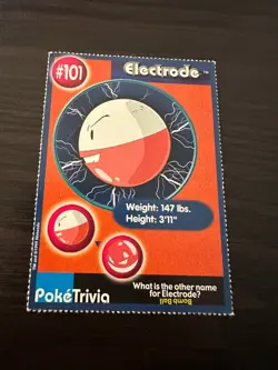 Electrode Poketrivia Card #101 Pokemon Mewtwo Strikes Back 1999 Burger King - Image 1