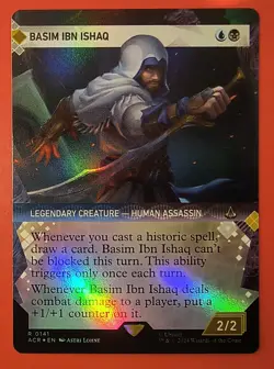 MTG: BASIM IBN ISHAQ/ FOIL FINISH, SHOWCASE ,ASSASSIN'S CREED, RARE, #0142 - Image 1