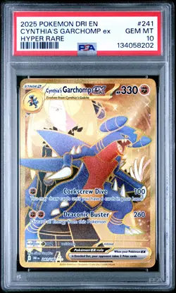 2025 POKEMON DRI EN-DESTINED RIVALS #241 CYNTHIA'S GARCHOMP ex HYPER RARE PSA 10 - Image 1