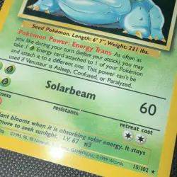 Wizards of the Coast Pokemon TCG Base Set Venusaur 15/102 Holo Rare 100 HP ENG - Image 3