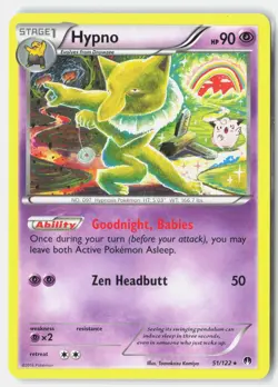Hypno 51/122 Rare BREAKpoint Pokemon Lightly Played Tomokazu Komiya - Image 1