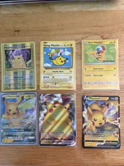 Ash’s Pikachu Lot (Flying, GX, VMAX Pikachu) 6 Cards Pokemon TCG MINT - Image 1