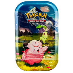 Pokemon Trading Card Game Tin Box with Cleffa & Chikorita Artwork Metal Case - Image 2