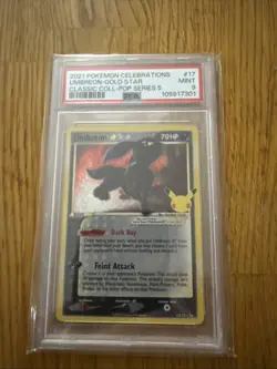 2021 POKEMON CELEBRATIONS CLASSIC COLLECTION #17 UMBREON-GOLD STAR PSA 9 - Image 1