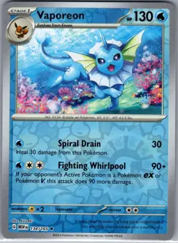Vaporeon 134/165 Reverse Holo SV: Scarlet & Violet 151 - Pokemon Card - NM - Image 1