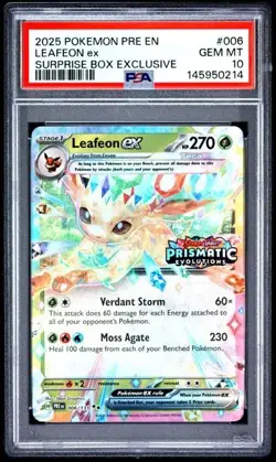 2025 POKEMON PRE EN-PRISMATIC EVOLUTIONS #006 LEAFEON ex STAMPED PSA 10 - Image 1